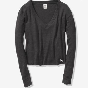 VS Pink Victoria’s Secret Crop Sweater Waffle Tee